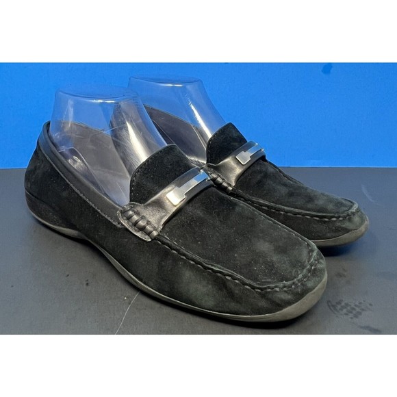Geox Black Suede Slip On Flats Loafers Driving Shoes Women's EU‎ 38 US 8 Casual - Picture 1 of 12